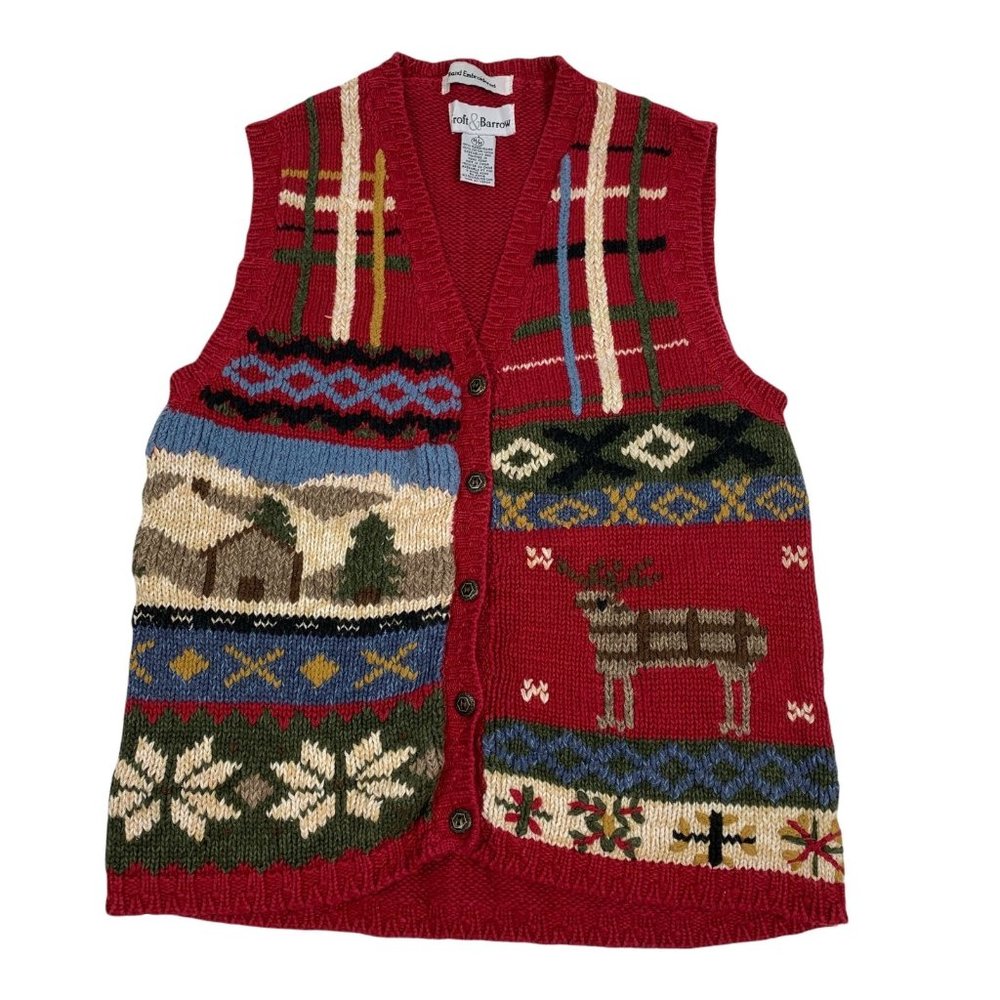 Croft & Barrow Medium Vest Sweater Medium Hand Emb